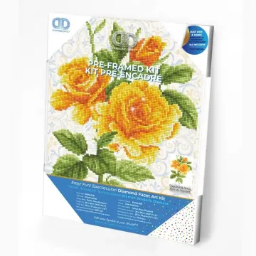 Diamond Dotz Yellow Rose Bouquet Framed